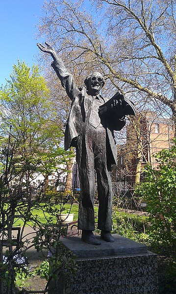 Statue of Fenner Brockway at the west entrance of Red Lion Square
