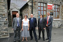 First Minister of Scotland Alex Salmond visiting the school in 2013 First Minister visits Manx language school Bunscoill Ghaelgagh,.jpg