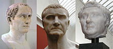 Caesar, Crassus, and Pompey, the members of the First Triumvirate First Triumvirate of Caesar, Crassius and Pompey.jpg