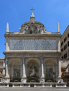 The Fountain of Moses marks the terminus of the acqua Felice on the Quirinal Fontana dell'Acqua Felice (Rome).jpg