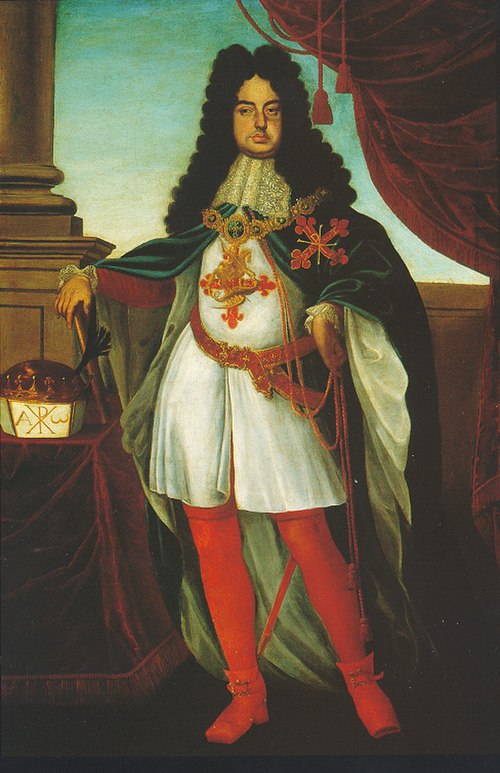 The Duke of Parma wearing the ceremonial robes of the order