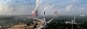 GSLV F11 GSAT-7A campaign- Vehicle roll out 01.jpg