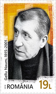 Джеллу Наум на почтовой марке Румынии, посвящённой 100-летию со дня его рождения, 2018
