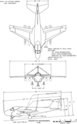 3-view line drawing of the Grumman A-6E Intruder.