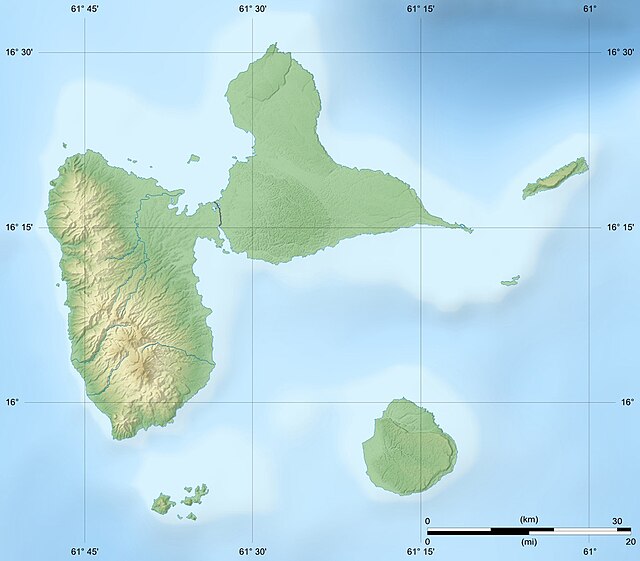 Carte en relief de la Guadeloupe.