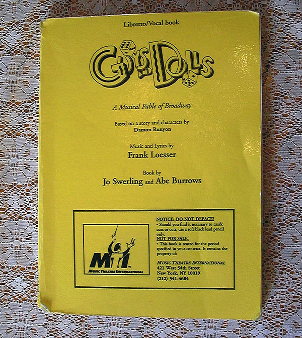 Guys and Dolls, Libretto and Vocal book, printed by Music Theatre International, 1978