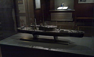 Modell av Hildur i skala 1:50 på Vaxholms fästnings museum