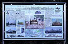 Informationstafel der Braunschweigischen Landschaft zum historischen Eisenbahn-Haltepunkt am Thieder Lindenberg