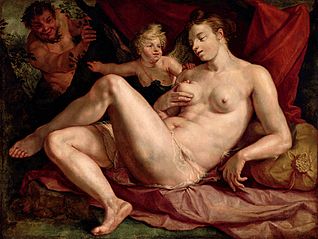 Vénus et l'Amour épiés par un satyre