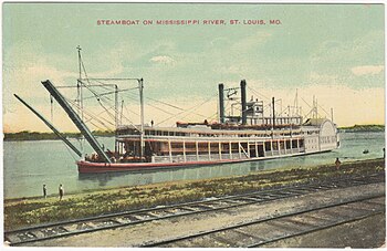 Postcard, ca. 1900, of the Hill City, built for the Anchor Line originally as the City of Monroe in 1887 and enlarged and renamed in 1897. This boat worked for the Anchor Line for only about a year before the company went out of business, but under a new name, the Corwin H. Spencer, worked as an excursion steamboat during the 1904 St. Louis World's Fair. Hill.City.Postcard.Anchor.Line.ca.1900.jpeg