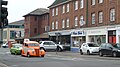 English: Two Hot Roads, waiting to turn right at the end of Massetts Road into Victoria Road, Horley, Surrey.