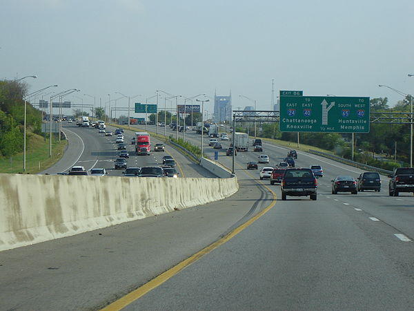 I-24 eastbound in Nashville concurrent with I-65