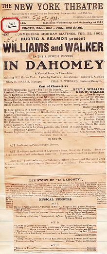 Original program from In Dahomey's debut tour. In Dahomey Original Program.jpg