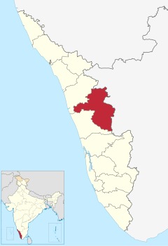 Localizacion del districte de Palakkad en Kerala