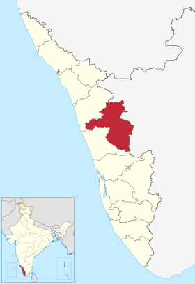 Localização do distrito de Palakkad പാലക്കാട് ജില്ല