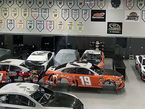 Monster Energy NASCAR Cup Series cars being prepared in 2018.