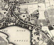 Joseph Pennington's map, 1778 Joseph Pennington (1778) map of Ipswich (detail).png