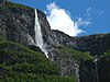 Kjelfossen waterfall, one of the highest in the world by overall height, the single vertical drop is 150 meters some 900 meters above the valley floor.