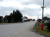 Čeština: Hlavní silnice (II/603) v obci Klenovice v okrese Tábor, Jihočeský kraj. English: Main road in the village of Klenovice, Tábor District, South Bohemian Region, Czech Republic.