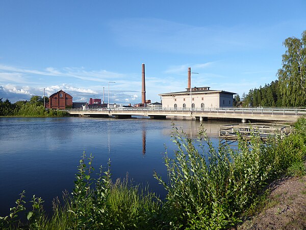 Kymi river at the Korkeakoski hydroelectric power plant in Kotka