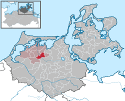 Elhelyezkedése Mecklenburg-Elő-Pomeránia térképén