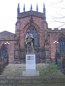 Statue of Lady Wulfrun on western side of St. Peter's Collegiate Church Lady wulfruna.jpg