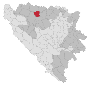 Plassering av kommunen Laktaši i Bosnia-Hercegovina (klikkbart kart)