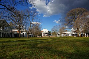 View from The Lawn to the Rotunda, 2010 Lawn UVa colorful winter sun 2010.jpg