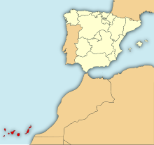 Location of the Canary Islands in relation to Spain Localizacion de la Region de Canarias.svg