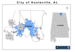 Madison County Alabama with Current Huntsville Corporate Limits Highlighted in Blue.png
