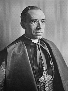 Eugenio Pacelli (later Pope Pius XII) served as Pius XI's diplomatic representative in Germany (1917-1929) and then as Vatican Secretary of State (1929-1939), during which period he delivered multiple denunciations of Nazi racial ideology. Malina, J.B. - Orbis Catholicus, 4 (Kardinal-Staatssekretar Eugen Pacelli) (cropped).jpg