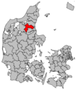 Kommunens läge på kartan över Danmark