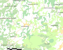 Mapa obce Alboussière