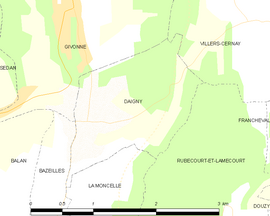 Mapa obce Daigny