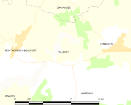 Mapa obce Villeret