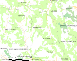 Mapa obce Le Pescher