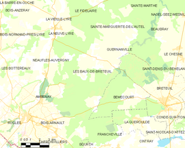 Mapa obce Les Baux-de-Breteuil