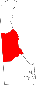 Zemljovid savezne države Delaware, označeno: Kent County
