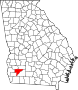 Harta statului Georgia indicând comitatul Baker