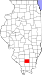 Harta statului Illinois indicând comitatul Franklin