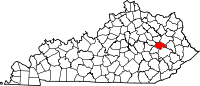 Map of Kentucky highlighting Wolfe County