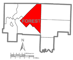 Forest County, Pennsylvania térképe, kiemelve a Kingsley Township-t