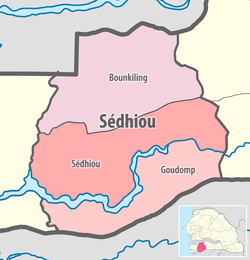 Sédhiou région, divided into 3 departments