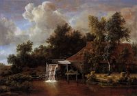 Landscape with Watermill label QS:Len,"Landscape with Watermill" label QS:Lpl,"Pejzaż z młynem" label QS:Lnl,"Landschap met watermolen" circa 1662-1668.