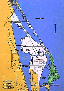 Base aérienne de Cap Canaveral (représentée en vert foncé).