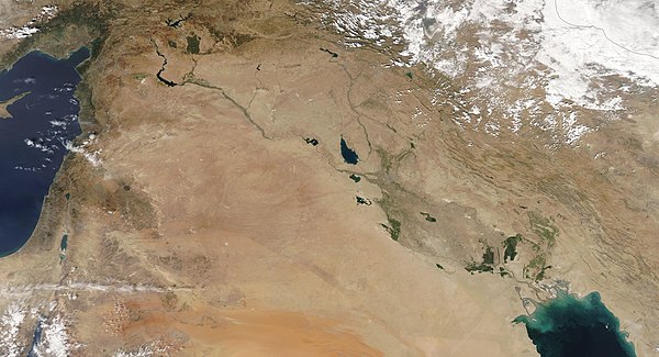 A modern satellite view of Mesopotamia (October 2020).