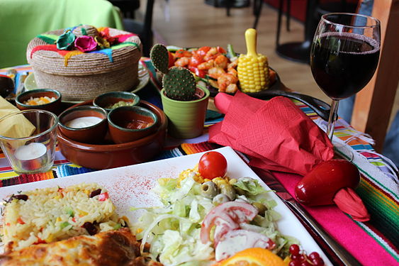 Food in a mexican restaurant called "el sombrero" at Thun, Switzerland