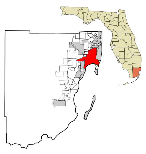 Miami-Dade County Florida Incorporated and Unincorporated areas Miami Highlighted