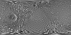 Mapa konturowa Mimasa, po lewej znajduje się punkt z opisem „Herschel”