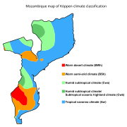 Mozambique map of Köppen climate classification